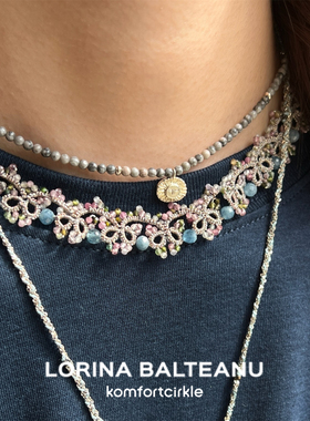 LORINA 花园项链法国天然半宝石手工梭织蕾丝轻奢小众锁骨链女