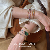 ponti 自留推荐 Leticia 手链天然石串珠编织可调节手绳开口手镯