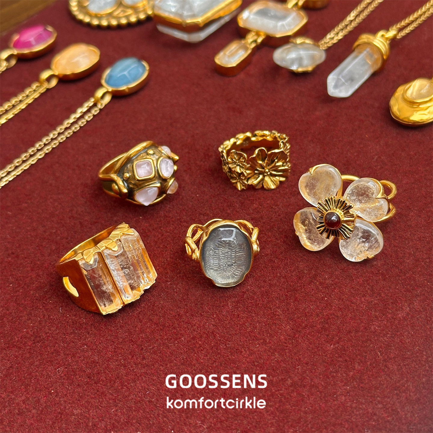 GOOSSENS 法国轻奢手工罂粟花经典款水晶戒指高级感半宝石指环