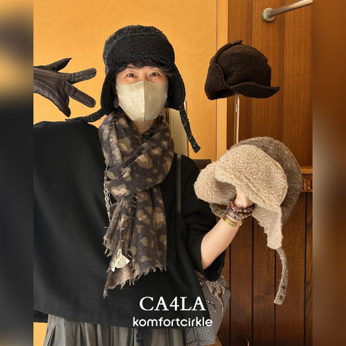 CA4LA TAM02852羊毛飞行帽 双面可翻戴护耳防风保暖雷锋帽日系