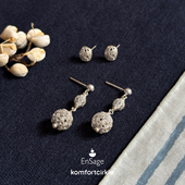 镂空银珠长耳环雕影花笼小耳钉 ENSAGE APT702 925银高级质感简约