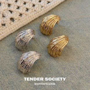 明星款 TENDER SOCIETY 贝壳纹C圈耳环 复古经典百搭原创设计