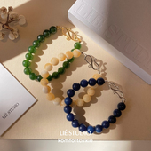 STUDIO 特价 LIE 不规则金属手链玛瑙玉石串珠简约高级叠加配饰