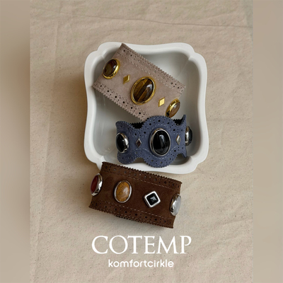 COTEMP Oiseau Bracelet宝石雕花皮手镯磁吸扣绒面金属配饰质感