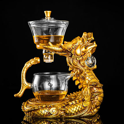 龙年高档玻璃自动茶具套装家用轻奢磁吸茶壶茶杯懒人泡茶神器整套