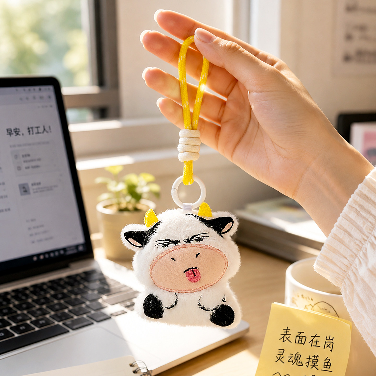 草地牛哞哞钥匙扣牛来挂件图片