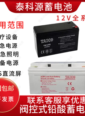 TAICO泰科源蓄电池FM/TP/TPG/12V7A9A17A24A38A65A100AH通讯/机房