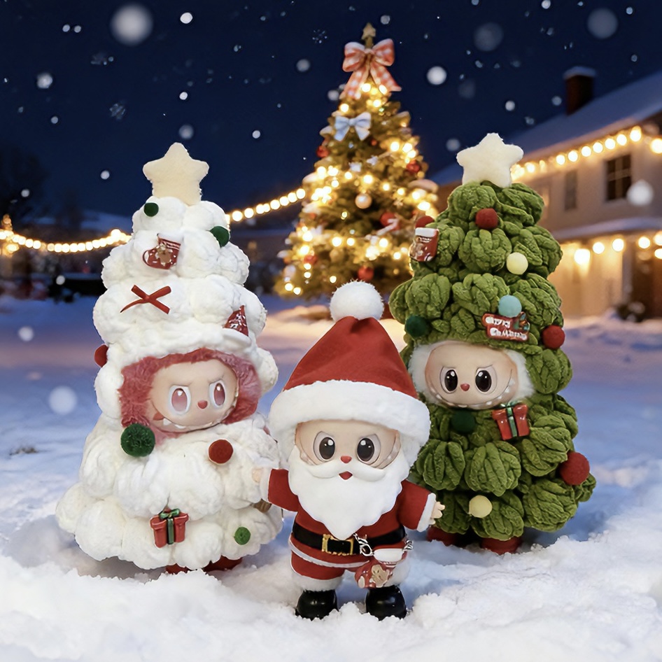 Labubu圣诞节圣诞树娃娃衣服