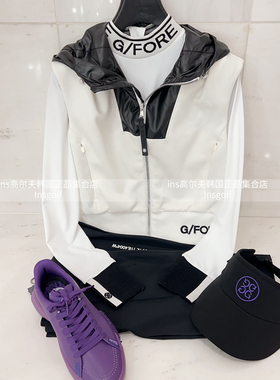G FORE高尔夫球服运动装golf连帽拼接马甲长袖打底衫女士休闲裤