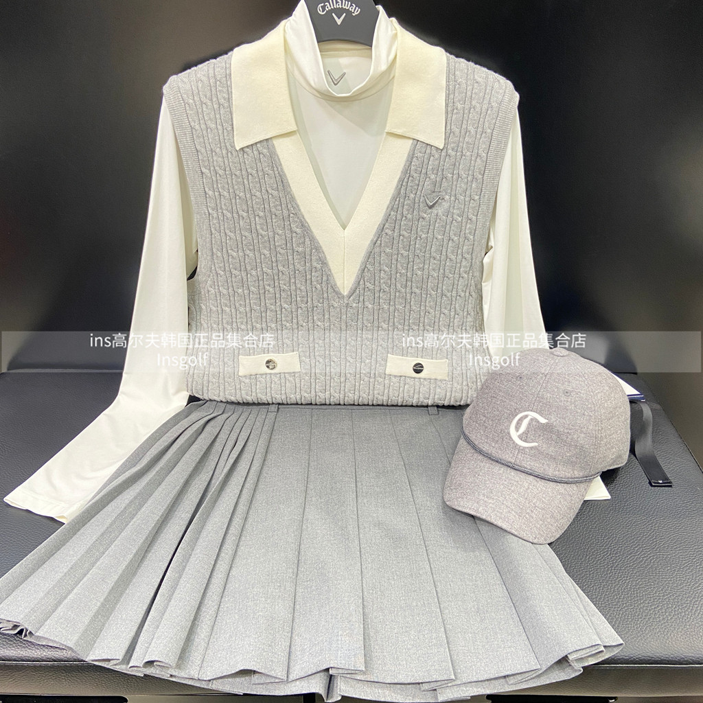 Callaway高尔夫球服套装25秋冬新款女士户外运动上衣马甲百褶短裙