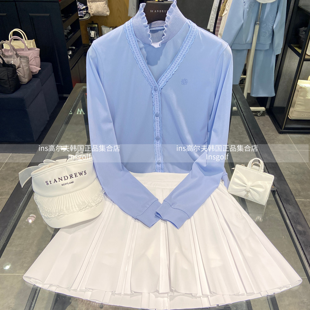 ST ANDREWS高尔夫球服套装25春夏女款立领无袖T恤V领开衫百褶短裙