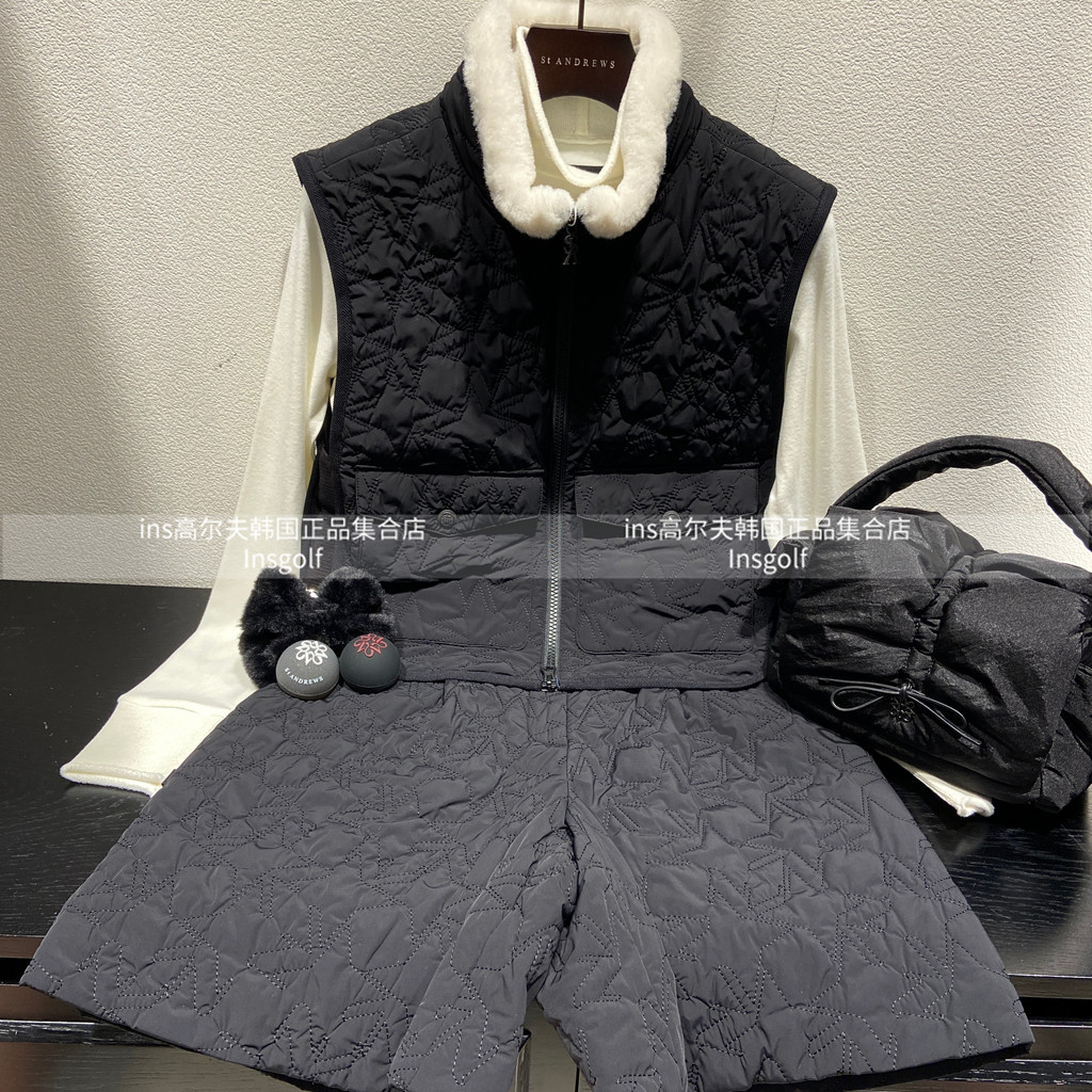 St andrews高尔夫球服套装25秋冬女立领运动马甲长袖上衣保暖短裤