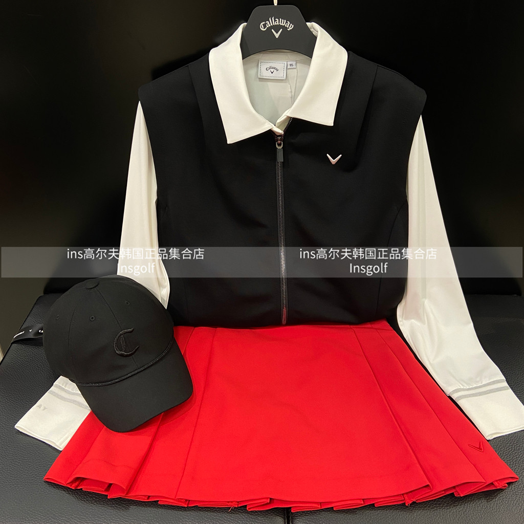 Callaway高尔夫球服套装2025秋冬新款女士无袖马甲运动上衣百褶裙
