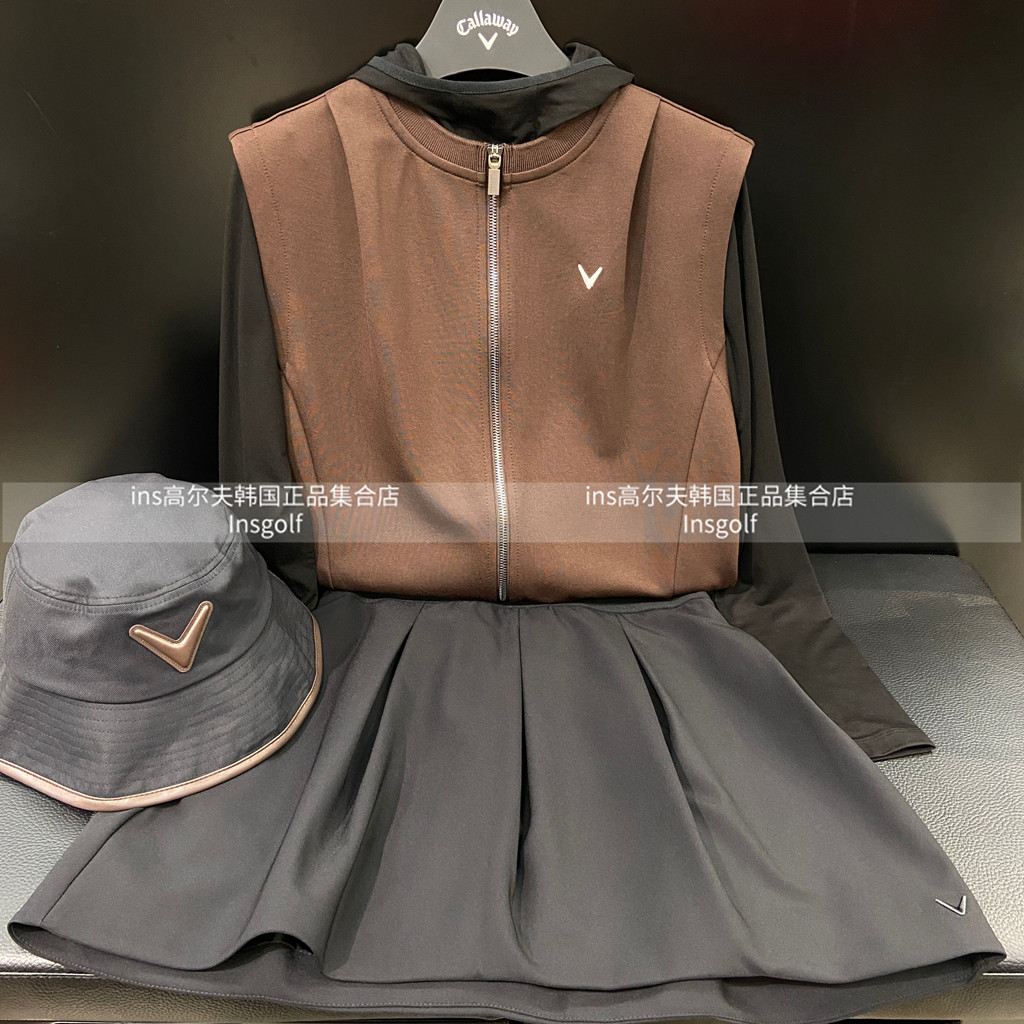 Callaway高尔夫球服套装女士秋冬新款无袖马甲运动上衣高腰A字裙