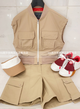 G FORE高尔夫球服套装24春款golf立领口袋运动马甲上衣阔腿短裤女