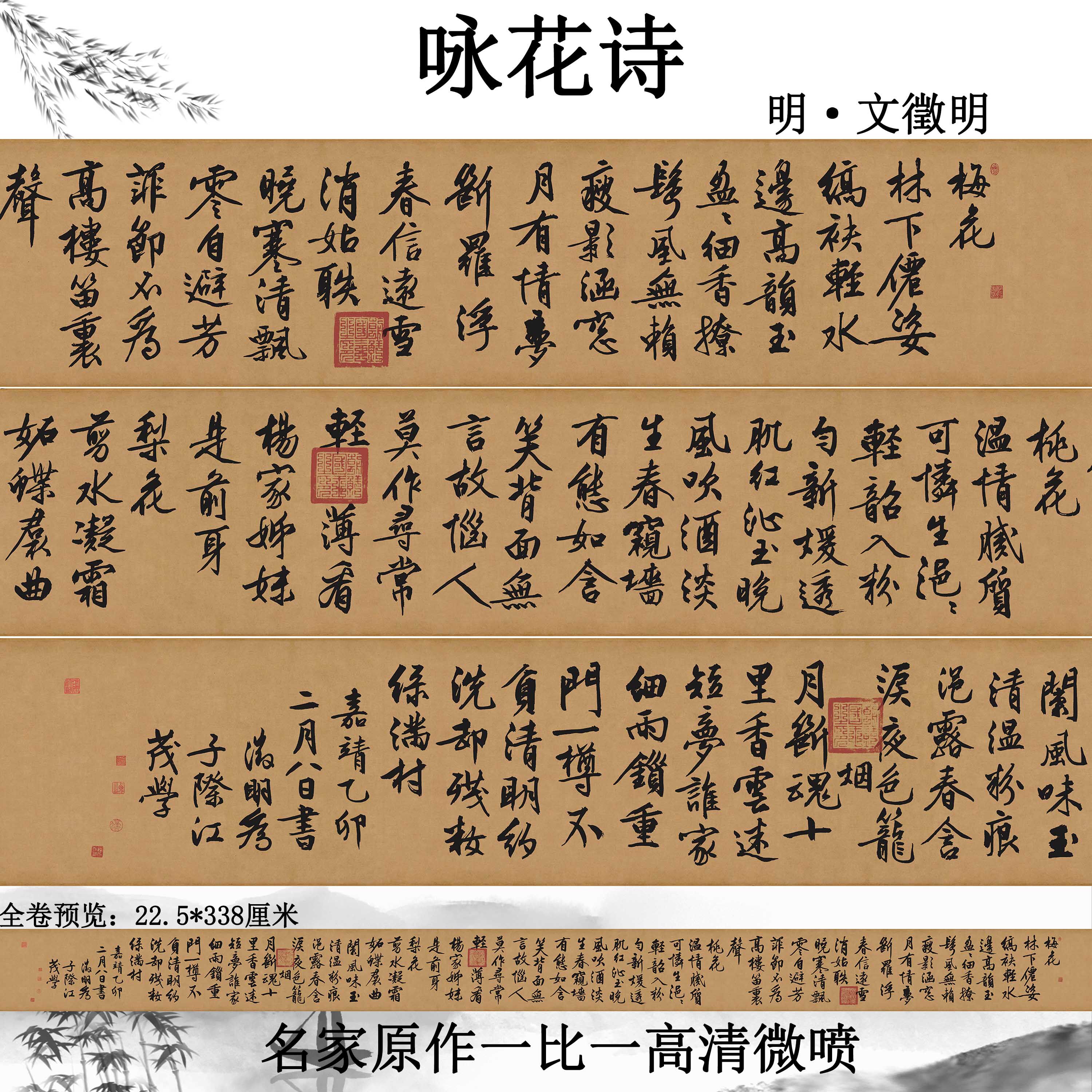 明文徵明咏花诗行书梅花桃花梨花名家真迹书法临摹诗贴微喷字帖