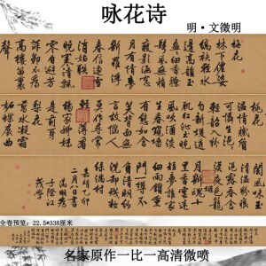 明文徵明咏花诗行书梅花桃花梨花名家真迹书法临摹诗贴微喷字帖