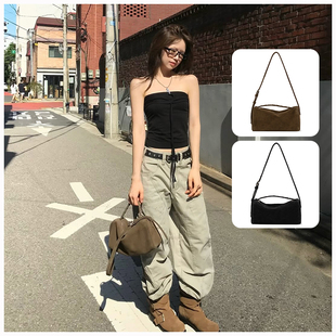 现货khiho韩代正品直邮麂皮单肩斜跨包手提包波士顿包腋下正流行