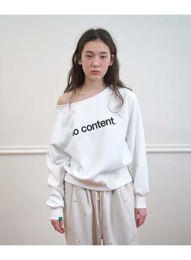 若若韩代正品直邮nocontent25秋冬boat neck船领字母卫衣内搭打底