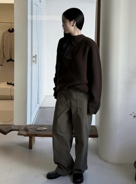 若若韩国正品代购直邮moia25秋冬宽松直筒口袋休闲裤女垂感慵懒风