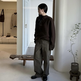 若若韩国正品代购直邮moia25秋冬宽松直筒口袋休闲裤女垂感慵懒风