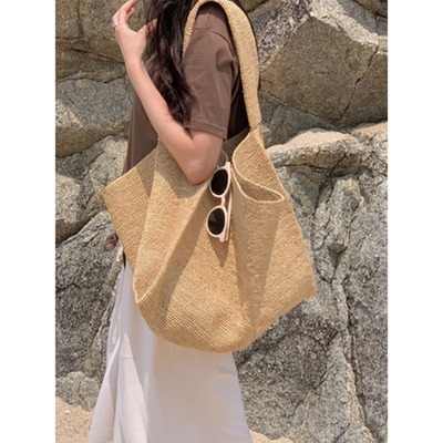 archivepke若若韩国正品代购直邮设计师品牌女拉菲草编织单肩包