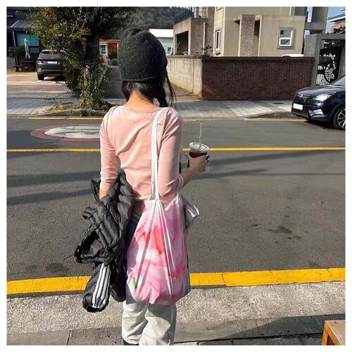 若若韩代正品直邮nuuanu【onnuk同款】玫瑰花大容量单肩包布包袋