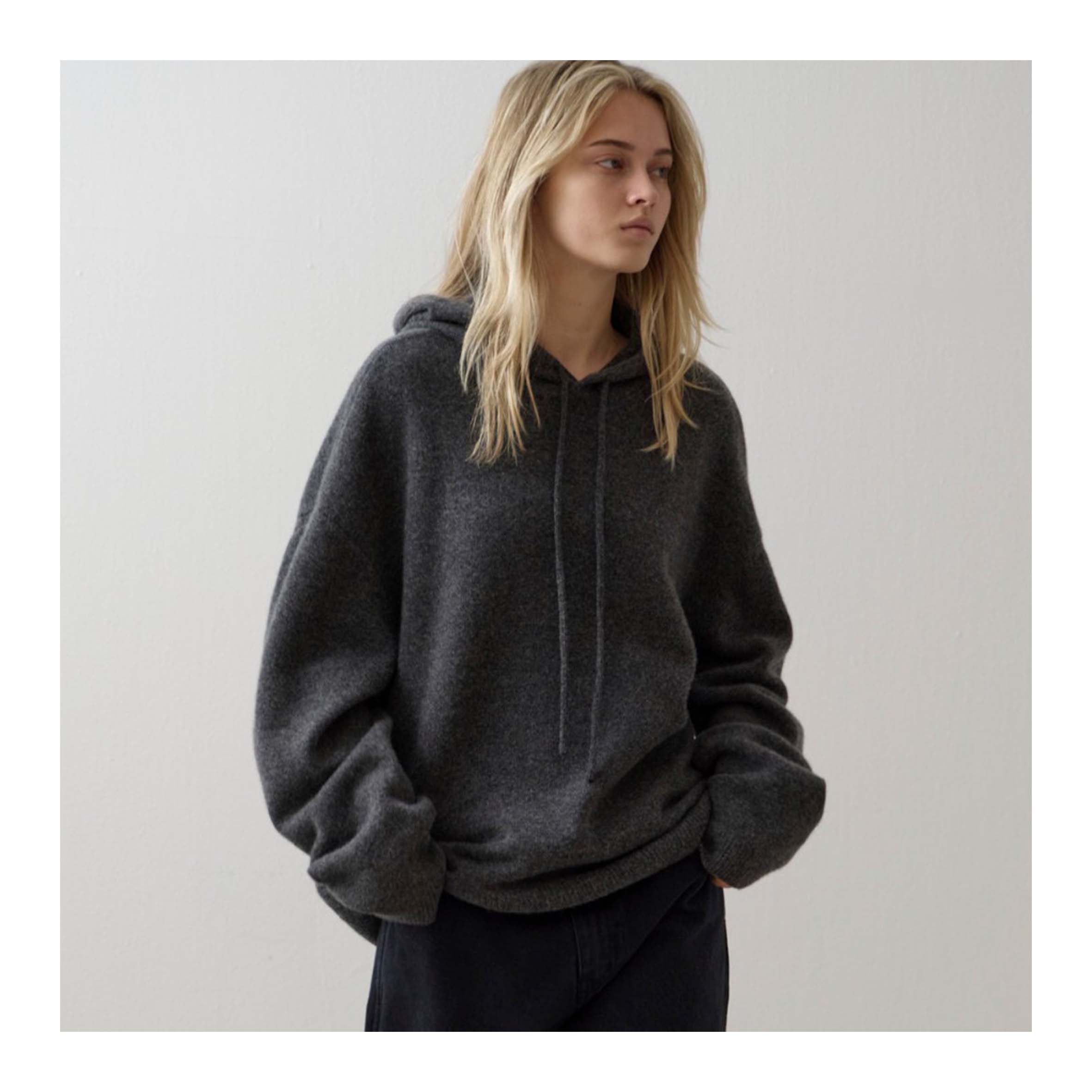 若若韩代正品直邮facade pattern连帽针织保暖休闲卫衣打底内搭