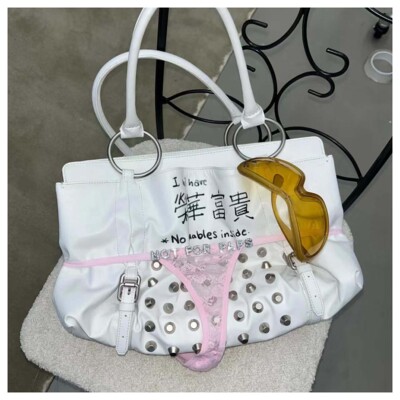 若若韩代正品直邮sculptor金属铆钉大容量单肩手提包托特包腋下女