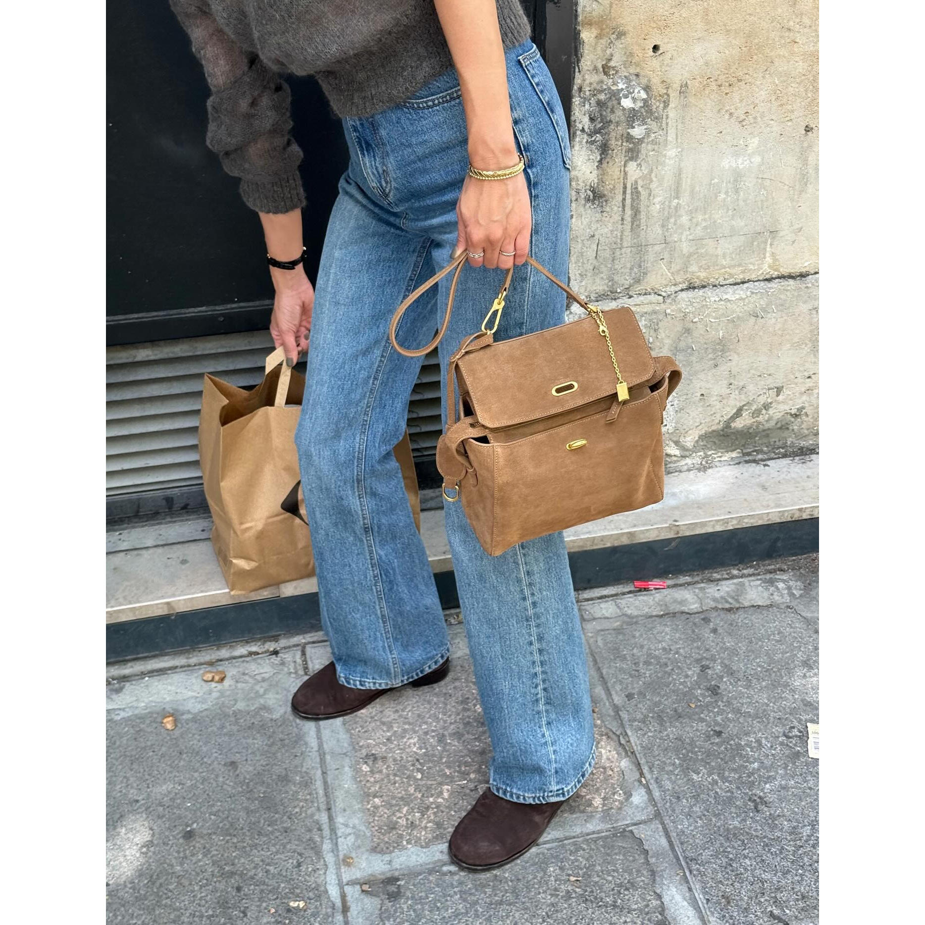 若若韩代正品直邮demeriel25年秋冬新款小号单肩包斜挎包牛皮手提