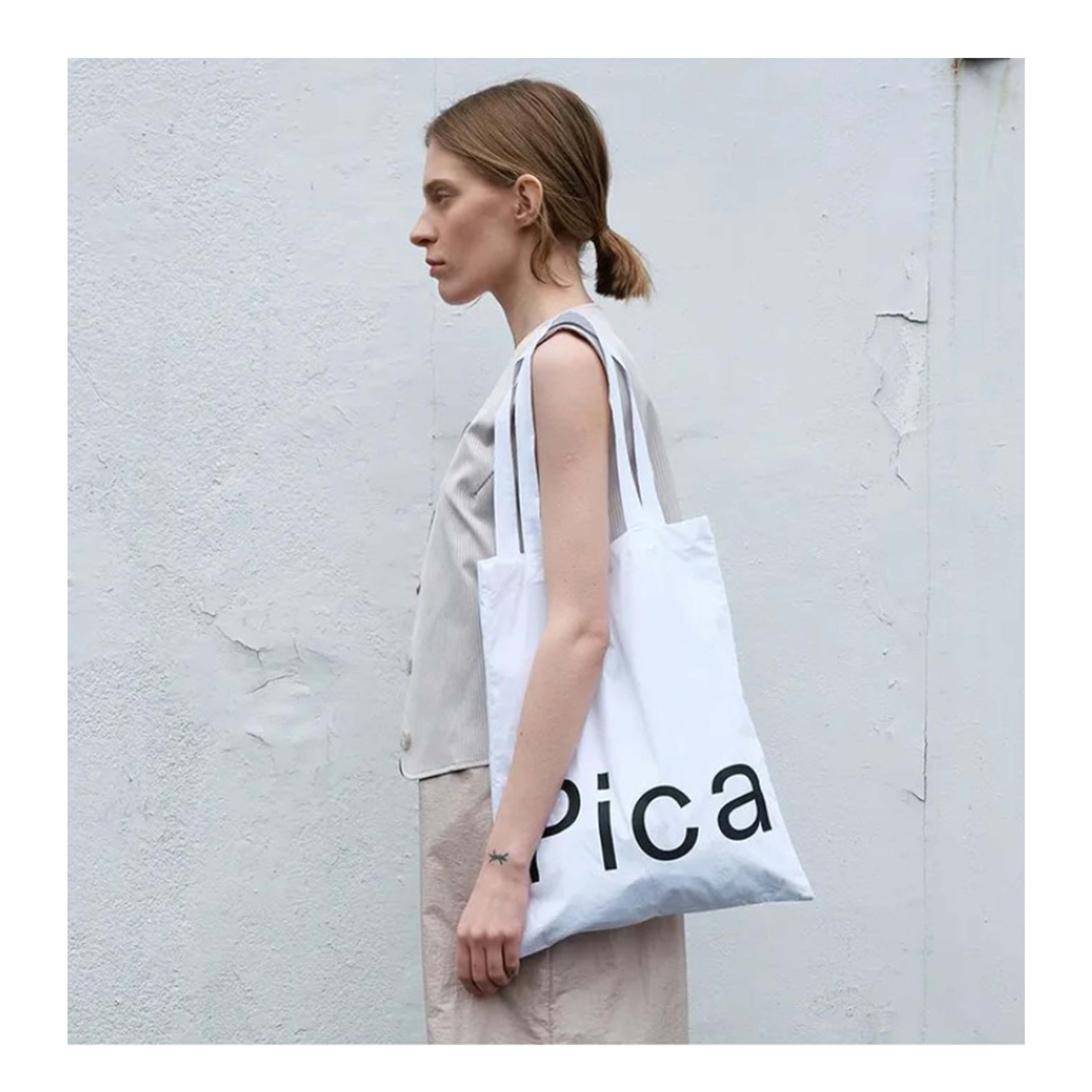 若若韩代正品直邮pica李锦华同款大容量帆布包布袋托特包单肩包