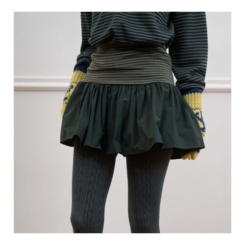 若若韩代正品直邮nocontent25秋冬 mix stripe条纹拼接褶皱半身裙