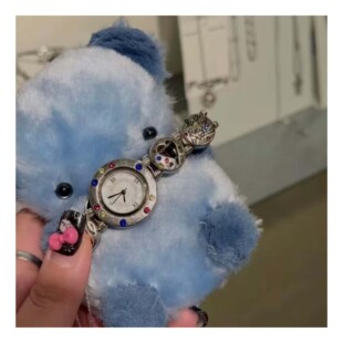 若若韩代正品直邮grumpy stuff26复古彩钻字母弹力绳腕表手表女