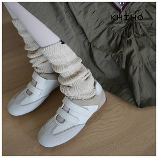 若若韩国正品直邮khiho鞋休闲鞋百搭芭蕾鞋德训鞋魔术贴玛丽珍鞋