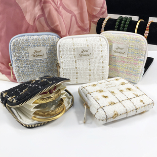 胡彦斌同款小香风首饰袋文玩手串多层大容量手镯项链便携收纳包