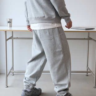 Sigbreak日系秋冬510G重磅水洗抓绒加厚chino束脚垂感休闲卫裤 男