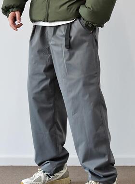 Sigbreak日系秋冬季加绒加厚微锥长裤保暖宽松CHINO工装休闲裤男