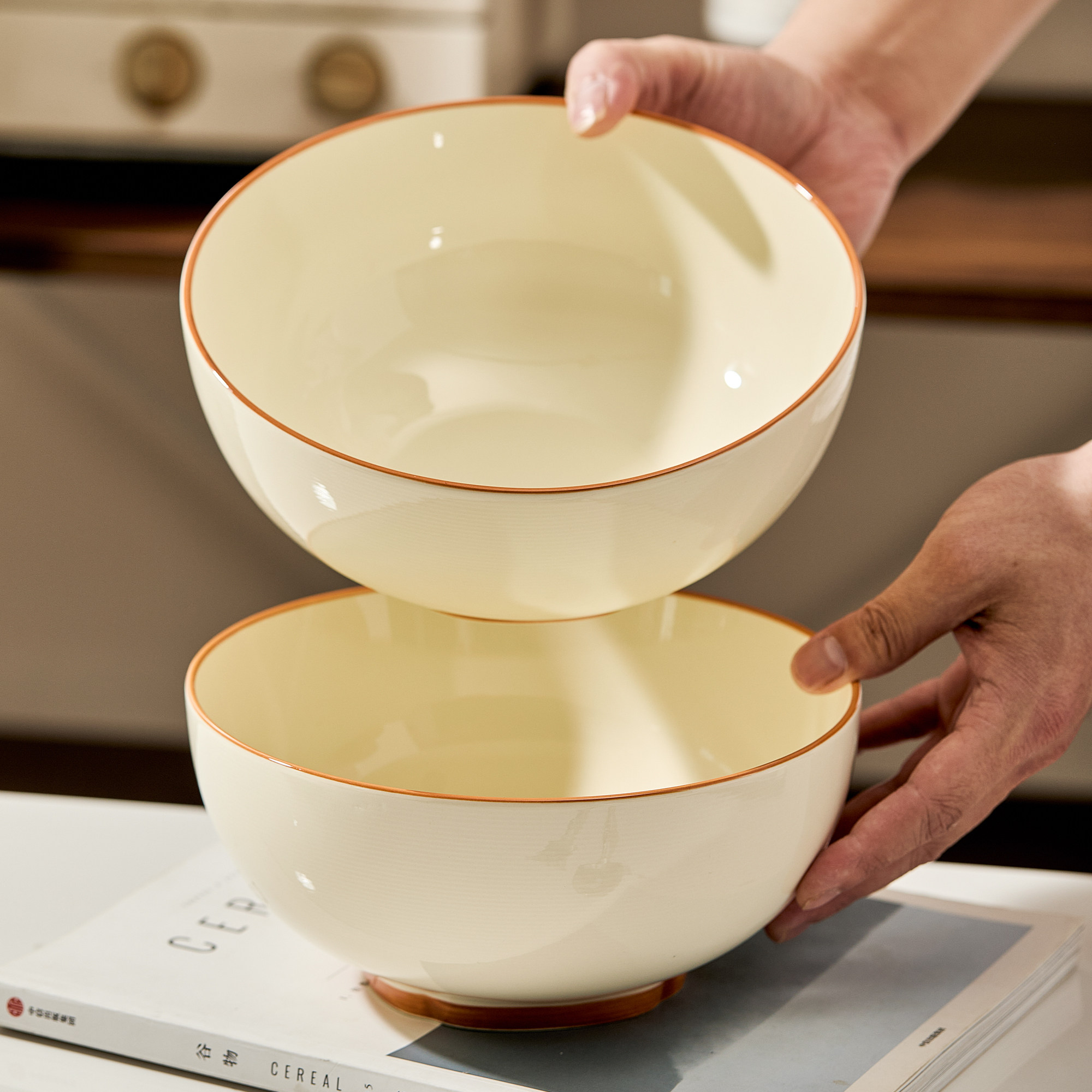 陶瓷汤碗家用2025新款6寸8寸大号漂亮饭碗汤面碗泡面碗高颜值汤盆