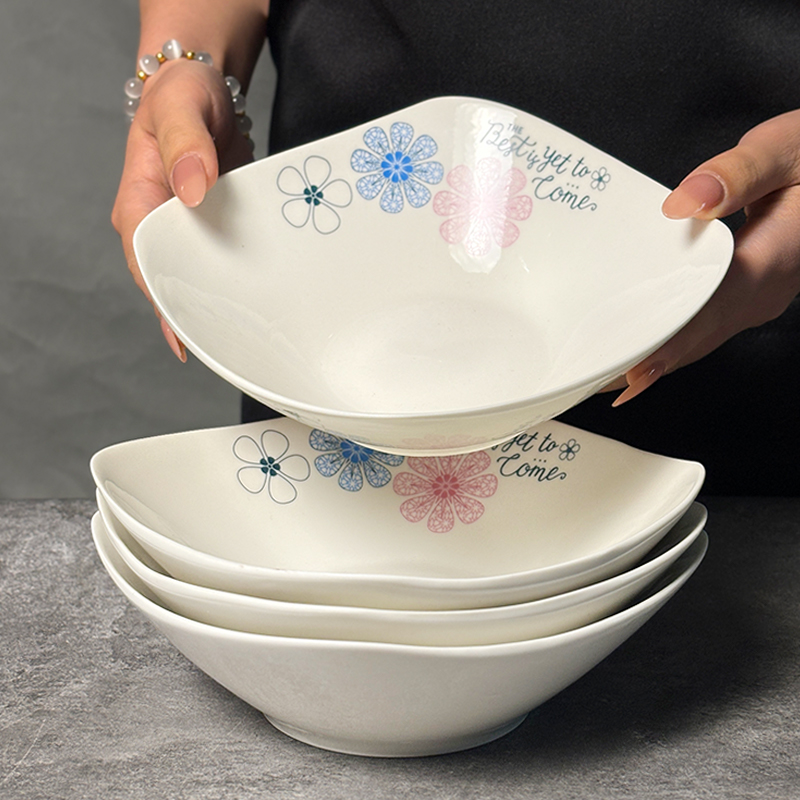 盘子菜盘2025新款高颜值四角盘子陶瓷水果沙拉碗专用凉菜盘炒菜盘