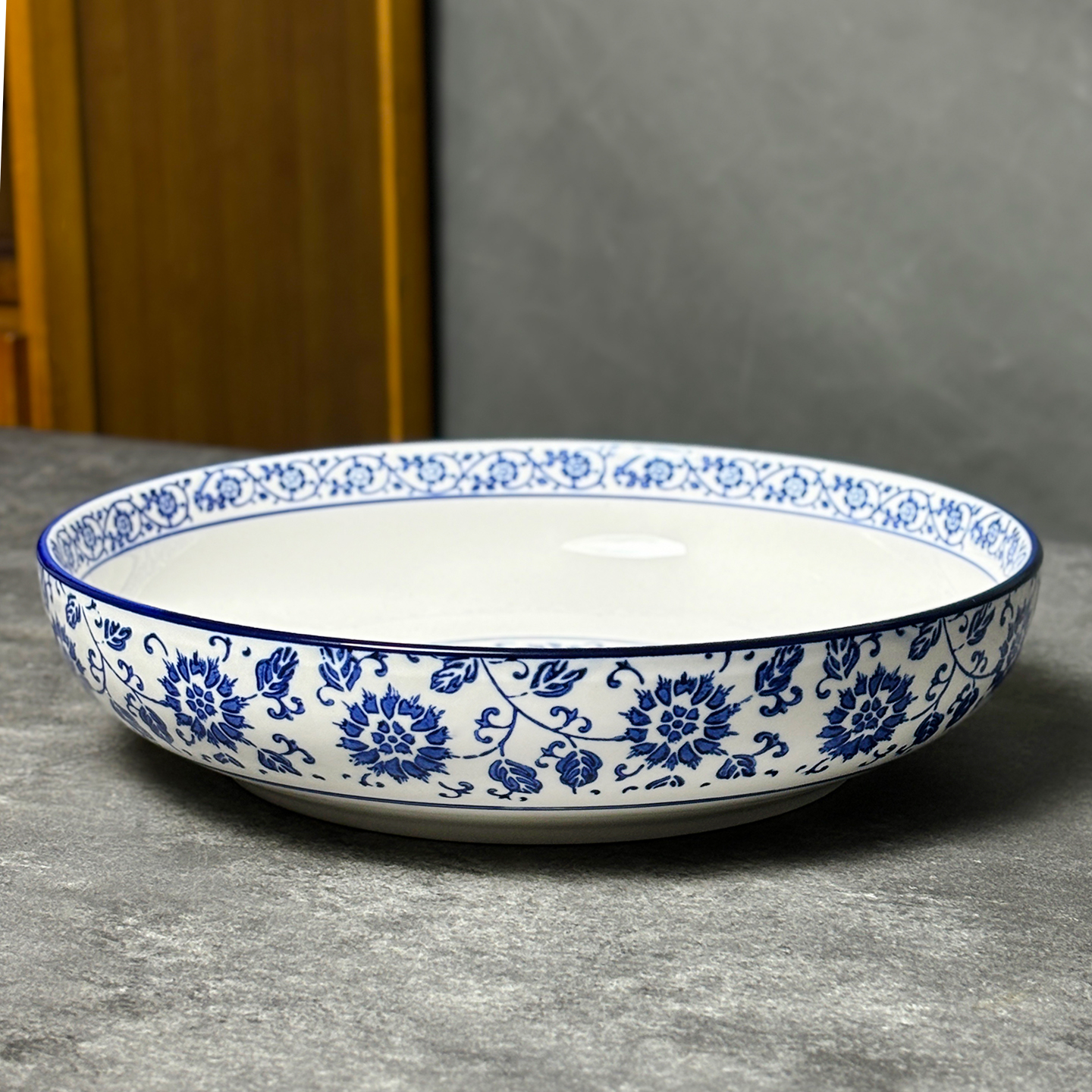 浅碗青花瓷家用酒店用汤碗面碗调料碗陶瓷大碗汤盆水煮鱼盆米线碗