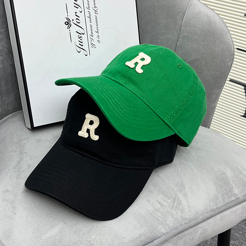 糖果色鸭舌帽女早春新款棒球帽字母R软顶遮阳帽男夏季百搭休闲潮