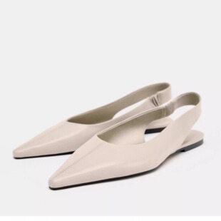 西班牙ZA家女鞋 简约风尖头穆勒鞋女休闲平底后绊带包头凉鞋