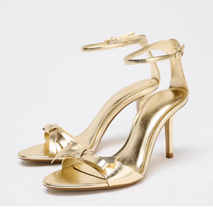 西班牙ZA家女鞋 时尚蝴蝶结一字带高跟凉鞋女细跟露趾百搭女鞋