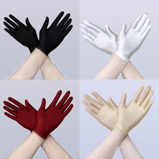 夏季 防晒氨纶春秋天开车纯色黑白弹力男女士工作礼仪透气 手套薄款