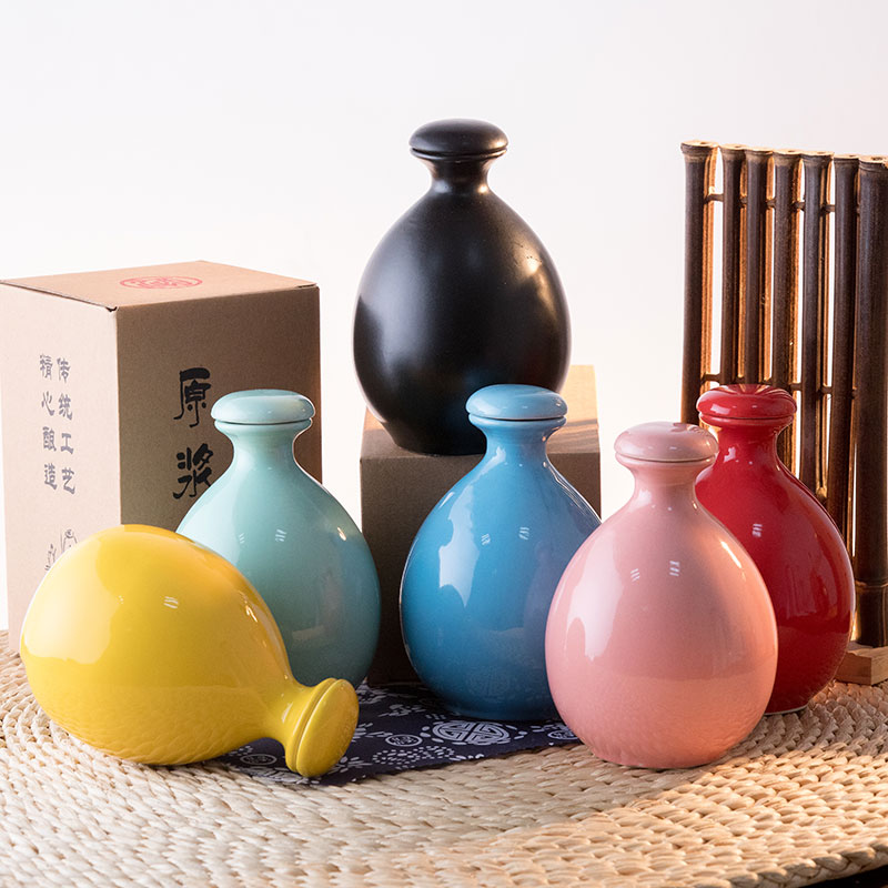 陶瓷黑色一斤装仿古小酒瓶
