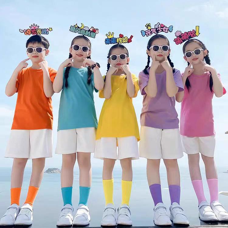 毕业拍摄彩色t恤印花字LOGO班服广告文化衫工作服DIY订制团队短袖