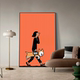 现代简约客厅装 卡通艺术沙发背景墙壁画 饰画橙色女孩玄关挂画竖版