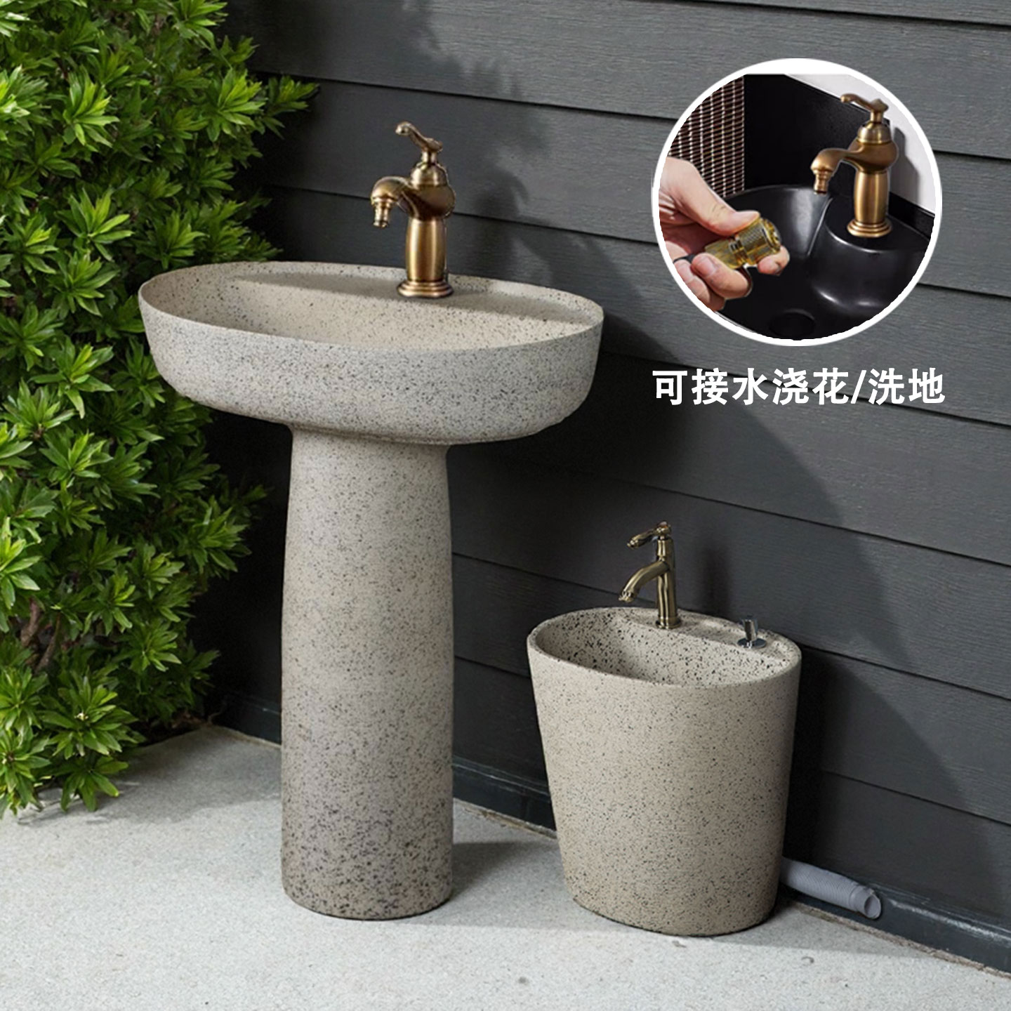 户外庭院洗手盆民宿侘寂风一体盆