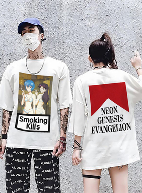 CLFC Evangelion x Marlboro吸烟有害古着双面复古做旧长袖短袖T