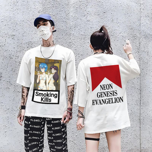 CLFC Evangelion x Marlboro吸烟有害古着双面复古做旧长袖短袖T